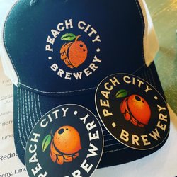 Peach City Brewery - New merch. SnapBack hat and stickers.