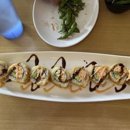 Half and half roll with just spicy crab Half and half roll with just spicy crab