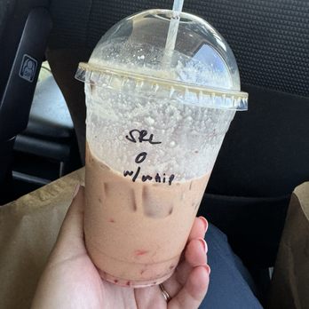 Varraco Coffee + Roasters - Strawberry Rose iced latte with oat milk and whipped cream - Coffee & Tea Near Me - Palm Desert, California Varraco Coffee + Roasters - Strawberry Rose iced latte with oat milk and whipped cream - Coffee & Tea Near Me - Palm Desert, California