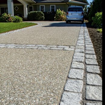 CM Hardscapes - Exposed Aggregate Driveway with border - Masonry/Concrete Near Me