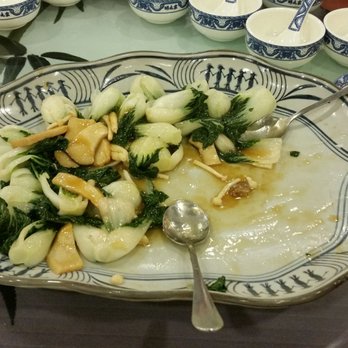 Congee Village - huge dish of baby bok choy and mushrooms - Cantonese Near Me - Flushing, New York Congee Village - huge dish of baby bok choy and mushrooms - Cantonese Near Me - Flushing, New York