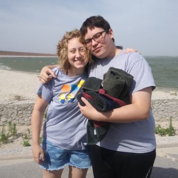 canton lake - Autumn and Josh ready to go swimming - Lakes Near Me