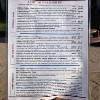 Lightpost Winery - Menu - Wine Tasting Room Near Me - Morgan Hill, California