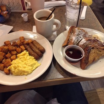 The Egg Bistro - French toast meal came with eggs, cubes hash browns, and turkey sausage. Sooo much food but good - Breakfast & Brunch Near Me - Chesapeake, Virginia The Egg Bistro - French toast meal came with eggs, cubes hash browns, and turkey sausage. Sooo much food but good - Breakfast & Brunch Near Me - Chesapeake, Virginia