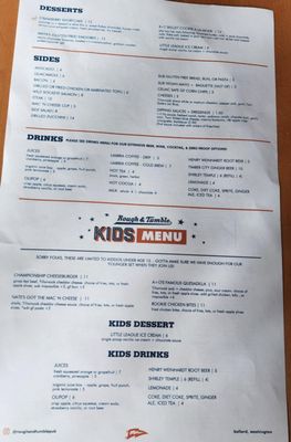 Menu photo 8 Rough & Tumble Pub Seattle, WA