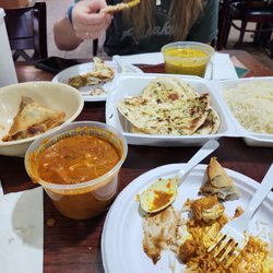 Indian Dhaba - Chicken Korma Butter Chicken Garlic Naan Rice and beef soma.