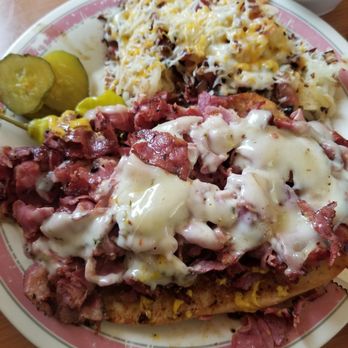 Cope's Knotty Pine Cafe - Lonnie's pastrami sandwich and Lonnie's hashbrowns. SO GOOD! - Breakfast & Brunch Near Me - Bakersfield, California