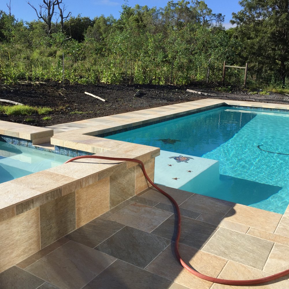 Our new Kona pool done by SCV pools. The porcelain tile was done as well by SCV pools. Our new Kona pool done by SCV pools. The porcelain tile was done as well by SCV pools.