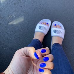 Covington Nails & Spa - Mani & Pedi time! . Something bold and bright! Blue is