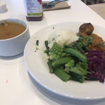 IKEA - salmon ball with curry sauce and pea soup - Home Decor Near Me - Burbank, California