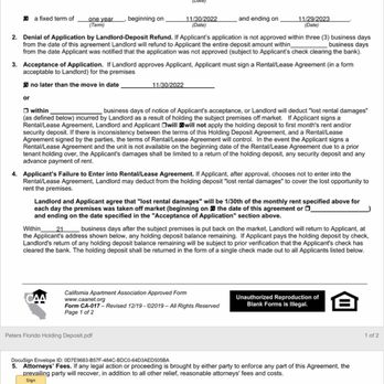 Haven Properties - Holding deposit agreement from company - Property Management Near Me - Folsom, California Haven Properties - Holding deposit agreement from company - Property Management Near Me - Folsom, California