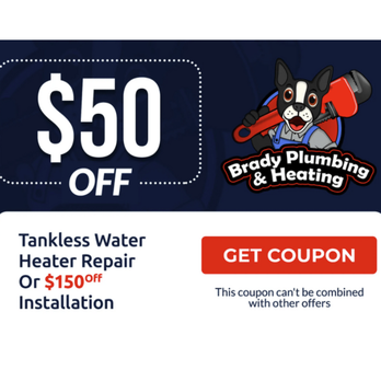 Brady Plumbing & HVAC - Tankless Water Heater Installation in Concord, Manchester, Nashua, New London, Sunapee, Auburn. $150 Off Tankless Water Heater Installation - Plumbing Near Me