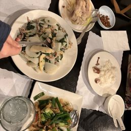 Drunken chicken, Shanghai sticky rice cakes, Jellyfish stir fry