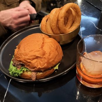 Fancy Burger - The Classic with onion rings - Burgers Near Me - Boise, Idaho Fancy Burger - The Classic with onion rings - Burgers Near Me - Boise, Idaho