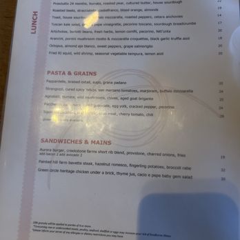 Aurora - Lunch menu - Italian Near Me - Brooklyn, New York