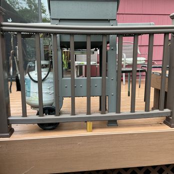 Royal Renovations - The chunk of wood put under warped railing he said he'd replace. Have photos of all the items on deck he promised to replace and DID NOT!! - Damage Restoration Near Me - Buffalo, New York Royal Renovations - The chunk of wood put under warped railing he said he'd replace. Have photos of all the items on deck he promised to replace and DID NOT!! - Damage Restoration Near Me - Buffalo, New York