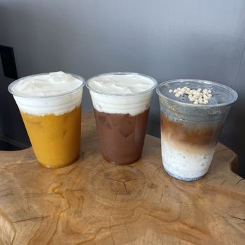 Series A Coffee - Mango sticky rice cream top, peach vanilla cream top, black sesame latte - Coffee & Tea Near Me - Beverly Hills, California Series A Coffee - Mango sticky rice cream top, peach vanilla cream top, black sesame latte - Coffee & Tea Near Me - Beverly Hills, California