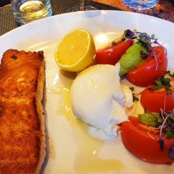 Cafe Fiorello - My seared Salmon filet w caprese salad - 2/21/2025 - Italian Near Me - New York, New York Cafe Fiorello - My seared Salmon filet w caprese salad - 2/21/2025 - Italian Near Me - New York, New York