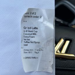 This was my order ticket shown to Angela.