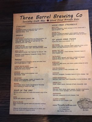 Menu photo 7 Three Barrel Brewing Company Del Norte, CO