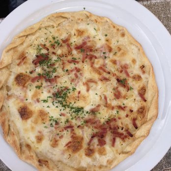 Cafe Liegeois - Flammkuchen aka Tarte Flambé with Onion, Bacon and Cheese - Cafes Near Me - Brussels, BRU