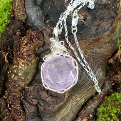 Blue Lagoon Wellness Center - Amethyst Hexagon set in Argentium Silver with a 18 inch sterling silver chain.