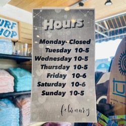 K-Coast Surf Shop - February 2023 business hours