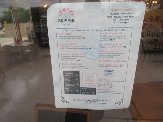 Menu photo 1 Chunk’s Burger Stafford, TX