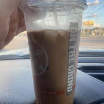 On The Grind - A "Large" Big Tex. If you request light ice, this is what you get. Unless you wanna pay an additional $.50 cents. Ridiculous - Coffee & Tea Near Me - New Braunfels, Texas On The Grind - A "Large" Big Tex. If you request light ice, this is what you get. Unless you wanna pay an additional $.50 cents. Ridiculous - Coffee & Tea Near Me - New Braunfels, Texas