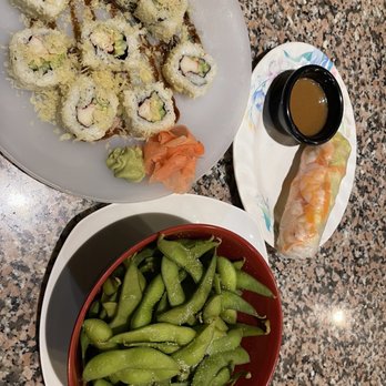 Pho Thai Son - Edamame, S6. Crunchy Roll, and shrimp spring roll - Vietnamese Near Me - Austin, Texas
