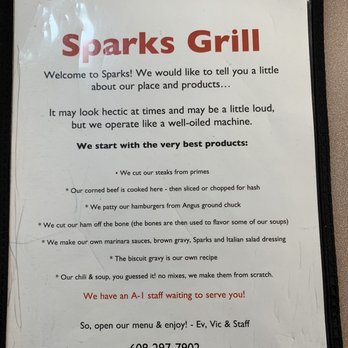 Sparks Grill - Front menu - Breakfast & Brunch Near Me - Montello, Wisconsin