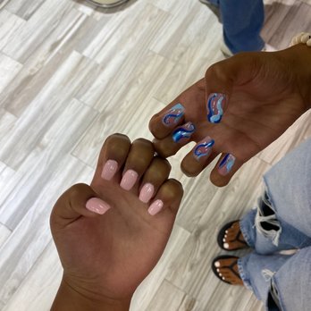 J Salon & Spa - These are both my nails and my friend's nails! - Hair Salons Near Me - Dublin, California J Salon & Spa - These are both my nails and my friend's nails! - Hair Salons Near Me - Dublin, California