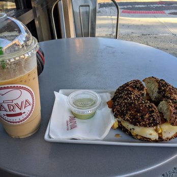 Parva Bakeshop Cafe - Iced Latte + BEC bagel - Coffee & Tea Near Me - Jackson Heights, New York Parva Bakeshop Cafe - Iced Latte + BEC bagel - Coffee & Tea Near Me - Jackson Heights, New York