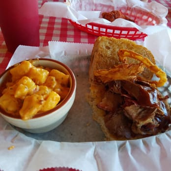 Boulder Beer Bar & Restaurant - a pulled pork sandwich with macaroni and cheese - Pizza Near Me - Boulder Junction, Wisconsin