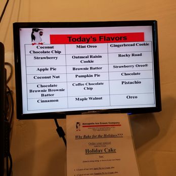 Annapolis Ice Cream - Daily flavors - Chocolate Brownie Brownie Batter and Gingerbread Cookie were my favorite - Ice Cream & Frozen Yogurt Near Me - Annapolis, Maryland