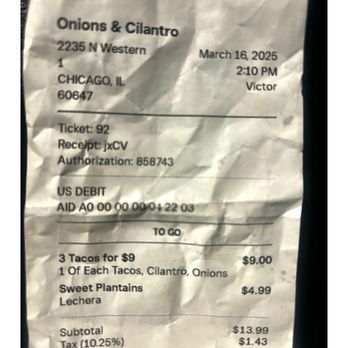 Onions & Cilantro - 3 Tacos & Sweet Plantains15.42$ @ Onions & Cilantro.Chicago, IL Mexican Taqueria. Tacos Burritos Nachos Tostadas Tortas Ensaladas Cool. - Mexican Near Me - Chicago, Illinois Onions & Cilantro - 3 Tacos & Sweet Plantains15.42$ @ Onions & Cilantro.Chicago, IL Mexican Taqueria. Tacos Burritos Nachos Tostadas Tortas Ensaladas Cool. - Mexican Near Me - Chicago, Illinois