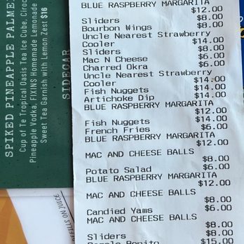 Fixins Soul Kitchen - Receipt showing $12 margaritas - Soul Food Near Me - Sacramento, California