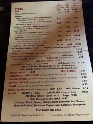 Menu photo 3 Pizza Barn Center Ossipee, NH