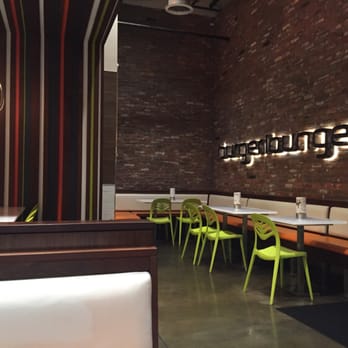 Burger Lounge - Hip decor with a little Brady Brunch orange and avocado mixed in. - Burgers Near Me - Carlsbad, California Burger Lounge - Hip decor with a little Brady Brunch orange and avocado mixed in. - Burgers Near Me - Carlsbad, California