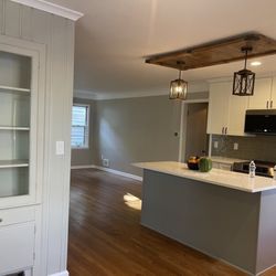 Ace Barnes Hardware - Wood accent piece over new kitchen island