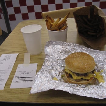 Five Guys - One bacon cheeseburger and one regular fries for $10.65 - Burgers Near Me - Redmond, Washington Five Guys - One bacon cheeseburger and one regular fries for $10.65 - Burgers Near Me - Redmond, Washington