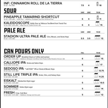 Pueblo Vida Brewing - Menu 1 of 2 - Breweries Near Me - Tucson, Arizona