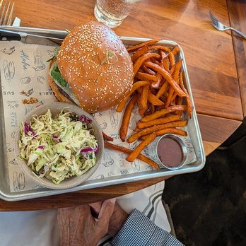 Pacific Catch - Wagyu cheeseburger with sweet potato fries - Seafood Near Me - Dublin, California