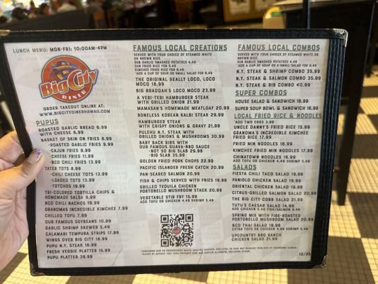 Menu photo 2 Big City Diner Kaneohe, HI