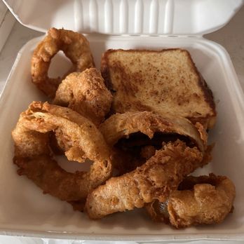 Turquoise Desert - Patty melt with onion rings ($2 extra charge) - Sports Bars Near Me - Rio Rancho, New Mexico