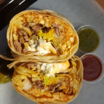 Cali Tacos - Angel burrito cut in half - Mexican Near Me - Orange, California