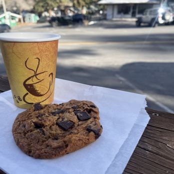 The Village Grind - Don't let the picture fool you: The chocolate chunk cookie was BAD and the cortado I ordered was meh. The view from the deck is nice though. - Wine Bars Near Me - Wrightwood, California The Village Grind - Don't let the picture fool you: The chocolate chunk cookie was BAD and the cortado I ordered was meh. The view from the deck is nice though. - Wine Bars Near Me - Wrightwood, California