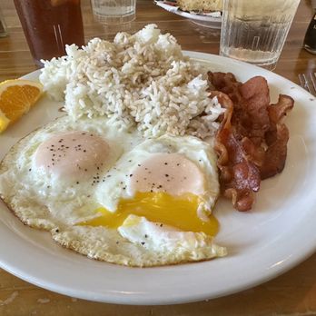 Moke’s Bread And Breakfast - Basted eggs, white rice, and crispy bacon - Breakfast & Brunch Near Me - Honolulu, Hawaii Moke’s Bread And Breakfast - Basted eggs, white rice, and crispy bacon - Breakfast & Brunch Near Me - Honolulu, Hawaii