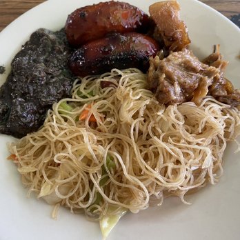 Susie's Lumpia House - blood stew, the sausages I mentioned and pancit noodles - Filipino Near Me - San Antonio, Texas Susie's Lumpia House - blood stew, the sausages I mentioned and pancit noodles - Filipino Near Me - San Antonio, Texas