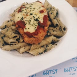 Artsy Cafe - Pesto with Chicken Parmigiana